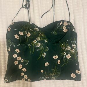 Reformation Dark Green Floral Camisole